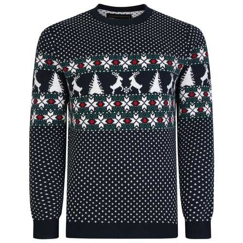 KAM Reindeer Xmas Jumper Navy